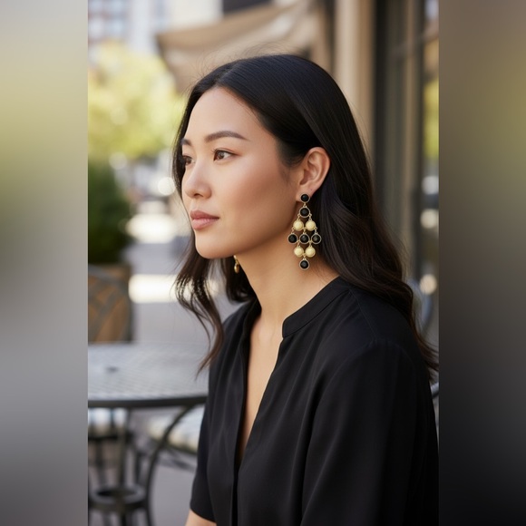 Catherines Jewelry - $5 for $25-Catherine’s Elegant Gold and Black Dangle Earrings